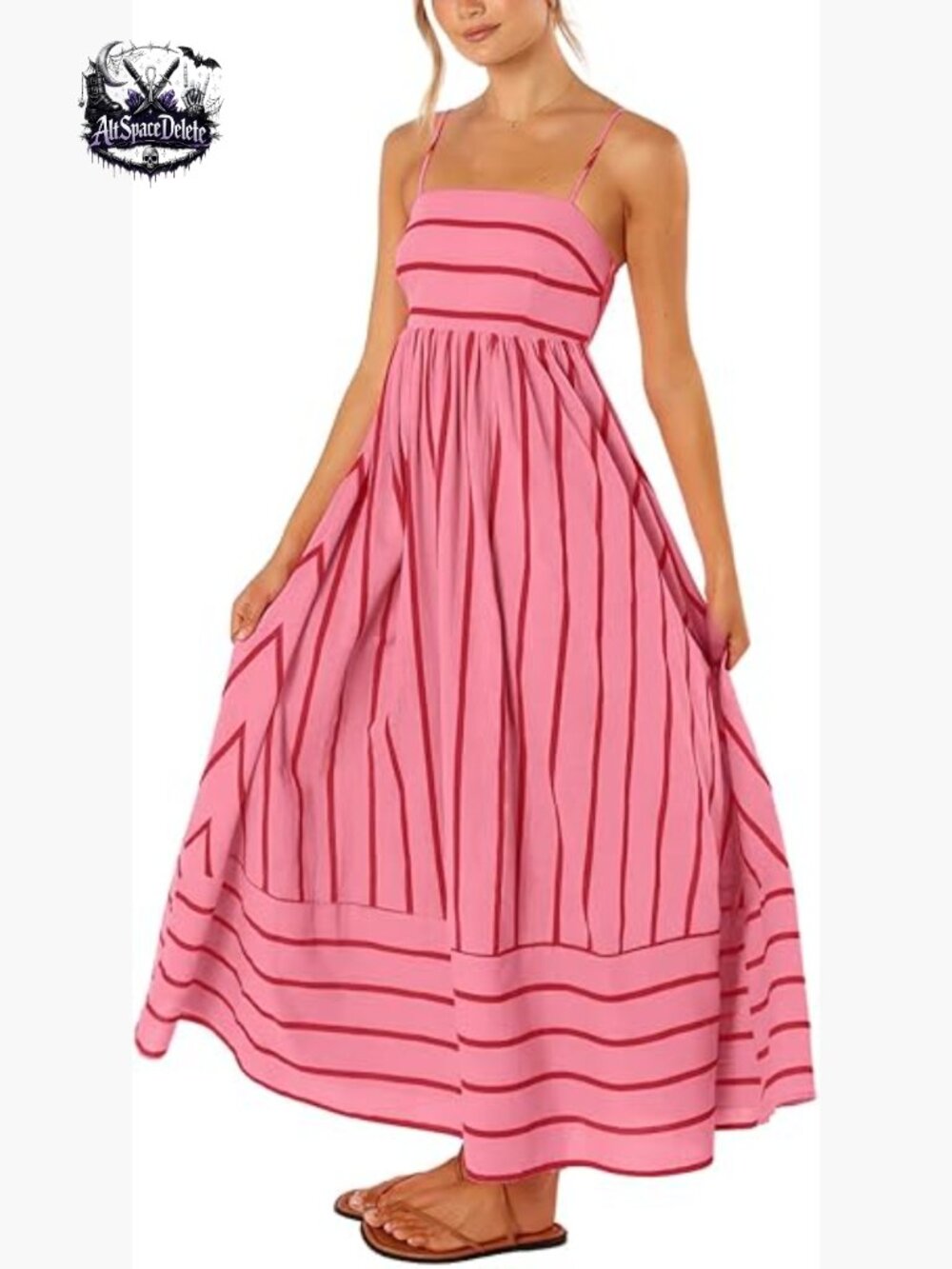 Striped Maxi Dress with Smocked Back, Spaghetti Straps, and Pockets